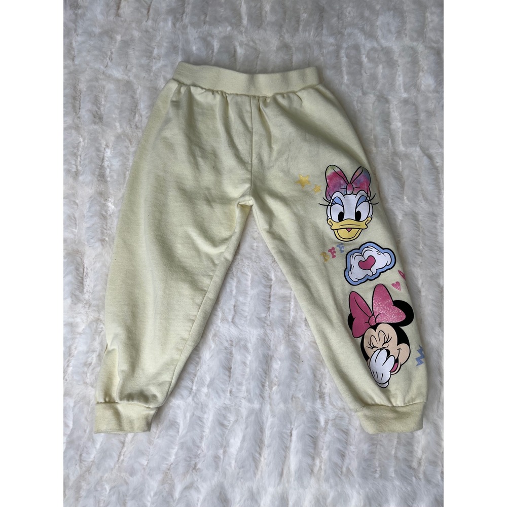 Disney Junior Minnie Mouse Daisy Duck BFF Joggers Yellow Fleece Pants 4T